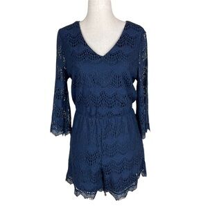Alya Blue Lace Overlay Romper